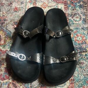MEPHISTO Black Sandals with Silver Straps